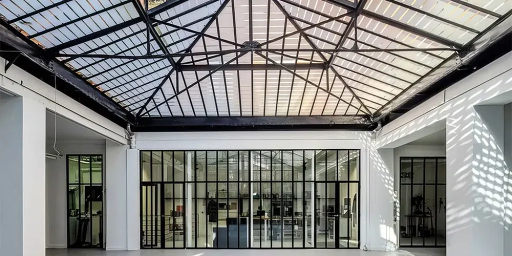 Vue intérieure de la verrière après rénovation 